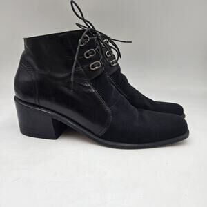 Vintage Via Spiga Boots Size 10 Black Lace Up Leather Italy Rare READ Victorian